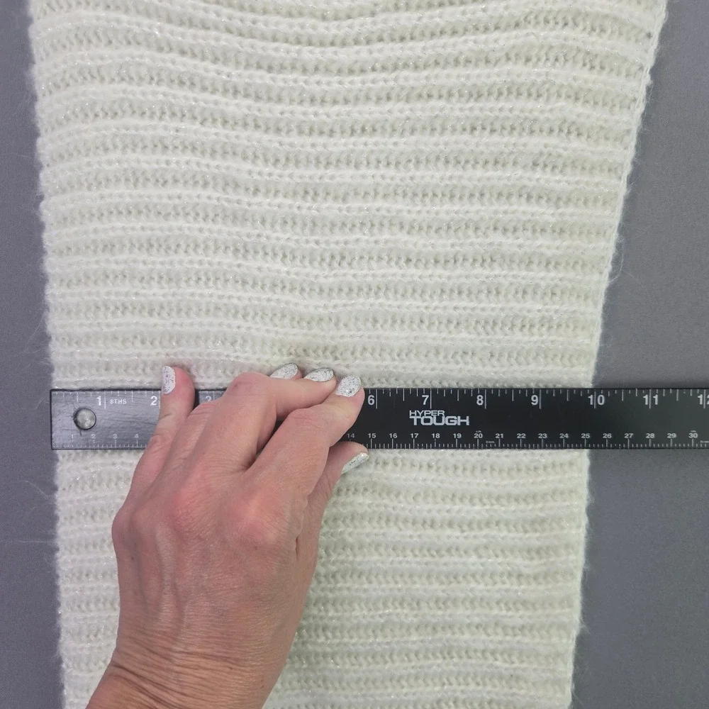 Forever 21 Infinity Scarf Ribbed Knit Metallic Shimmer OS Ivory White Winter